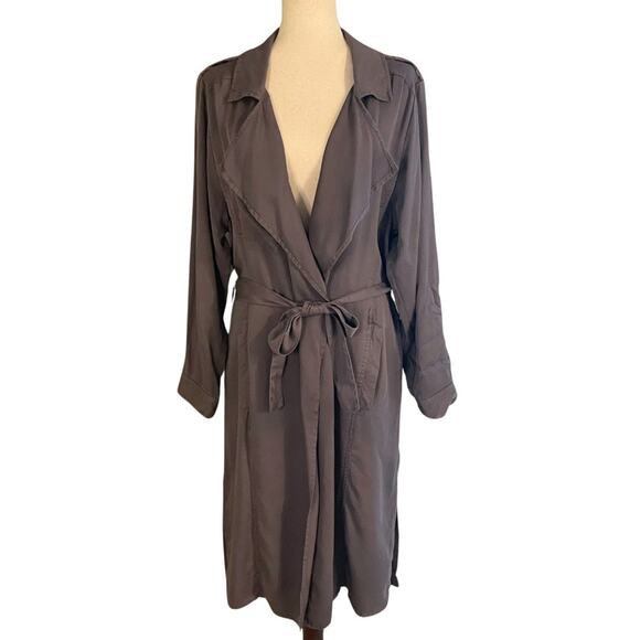 Black Swan | Lulu’s Emma Trench Jacket Women's M Open Lightweight Belted Gray - Picture 1 of 14